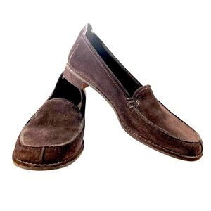 Stuart Weitzman Chocolate Suede Loafers Made Spain EU 39 US 8.5-9 Dark Academia